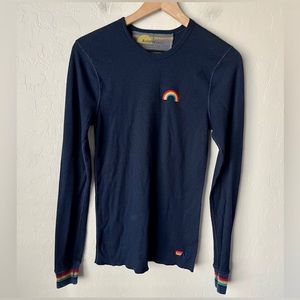Aviator Nation Rainbow Navy Thermal Shirt Size Small.